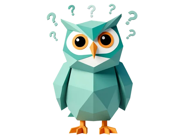 Illustration of an owl with question marks surrounding its head